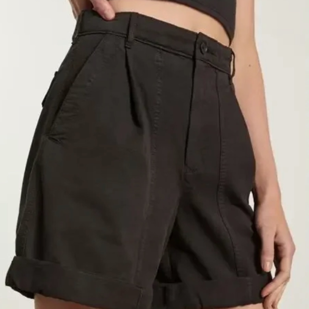 Everlane High Waisted Tourist Shorts Black Organic Cotton Size 6